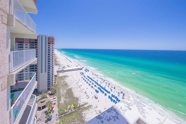 Mexican beach, viewed from a condo balcony